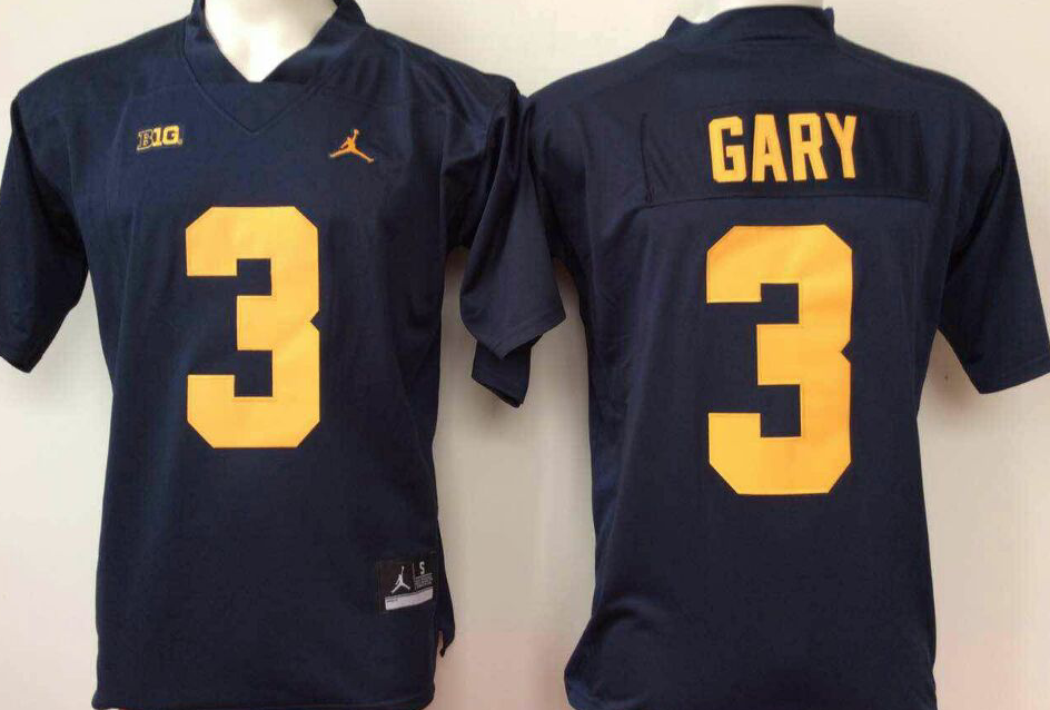 NCAA Men Michigan Wolverines Blue #3 gary style 2->ncaa teams->NCAA Jersey